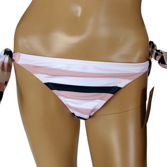 New Cremieux Women Multicolor Striped Tie Side Hipster Bikini Swim Bottom S - Picture 1 of 9